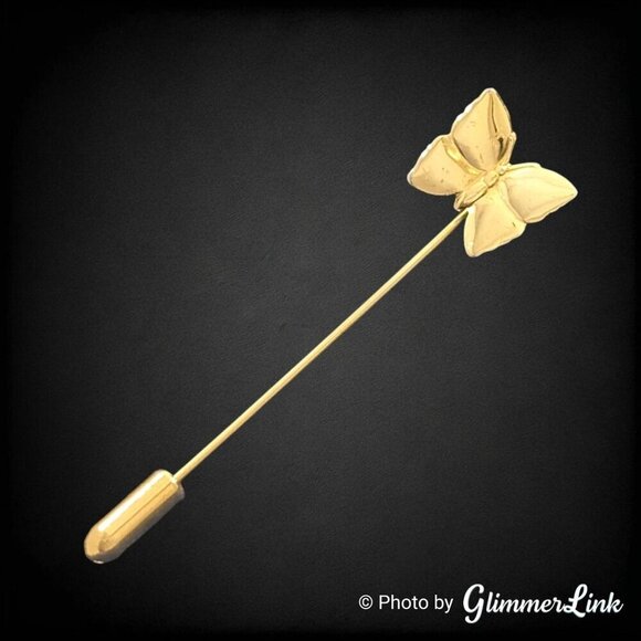 Vintage Dainty Butterfly Gold Tone Stick Pin - Picture 1 of 9